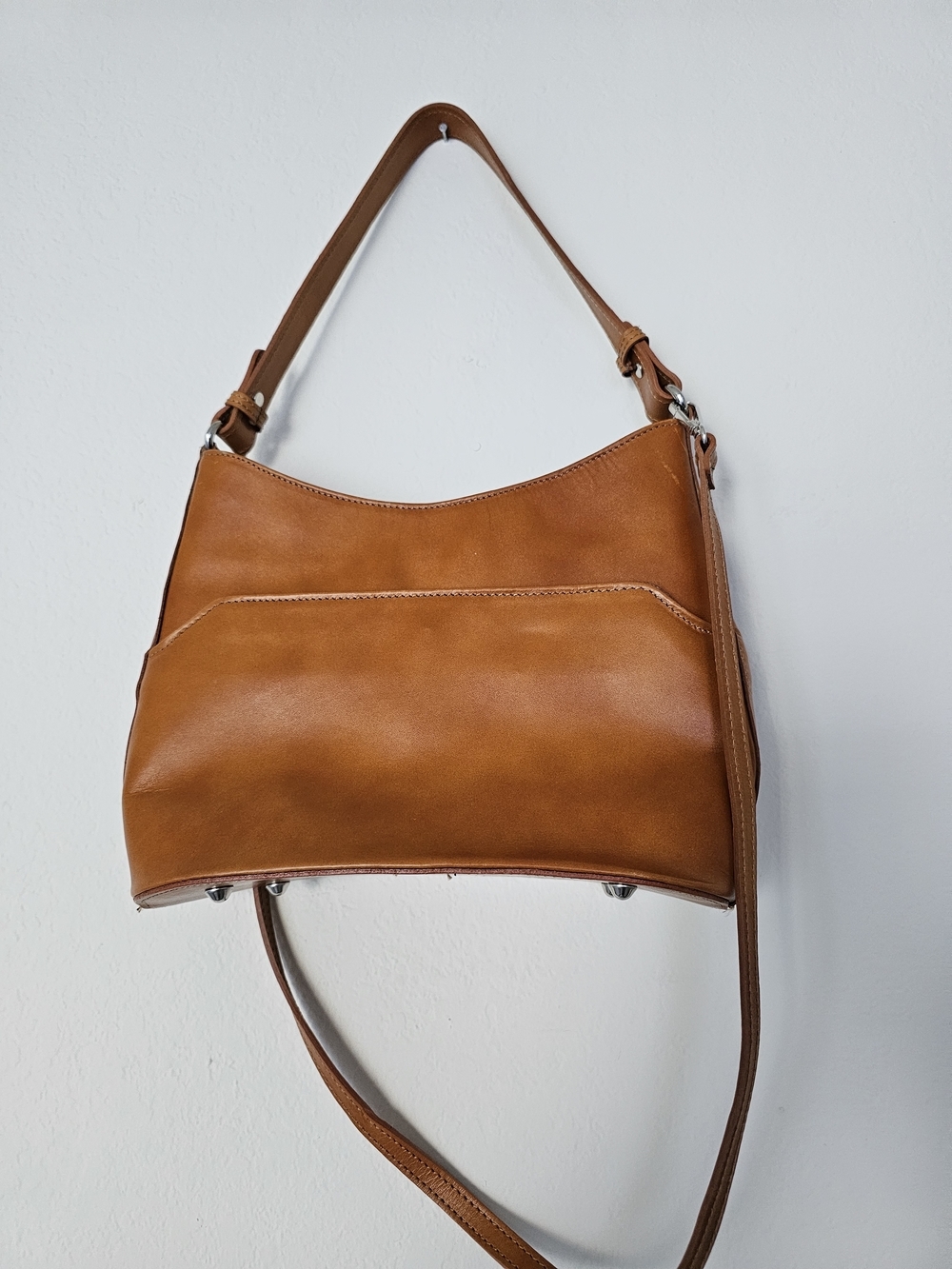 Vera Pelle Cognac Leather Hobo Bag - Picture 2 of 13